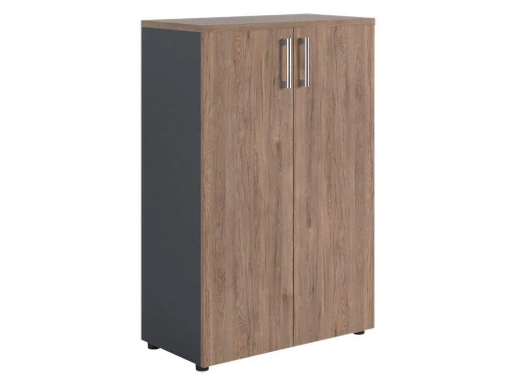 Шкаф офисный Практик NW 1280 закрытый темный орех/антрацит