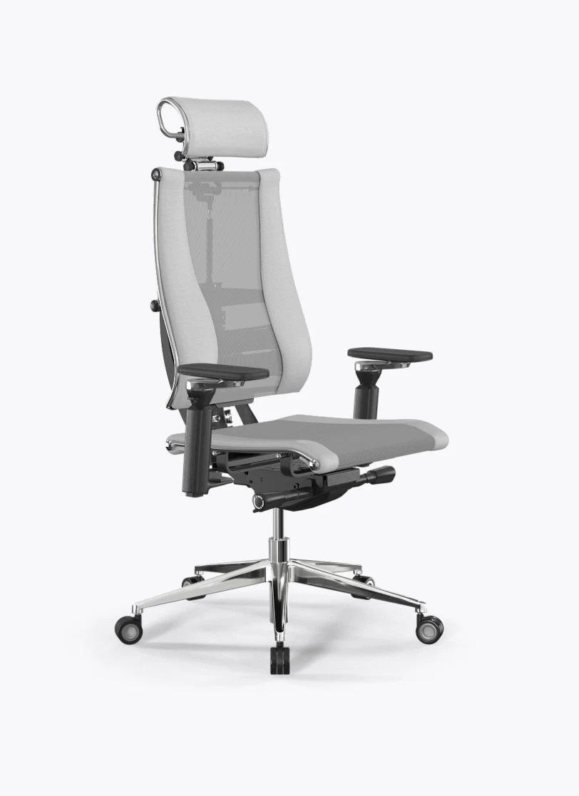 Кресло Метта Y 4D Free B2-14D/2952505 (сетка TS YM93 светло-серая/экокожа Infinity Easy Clean белая)