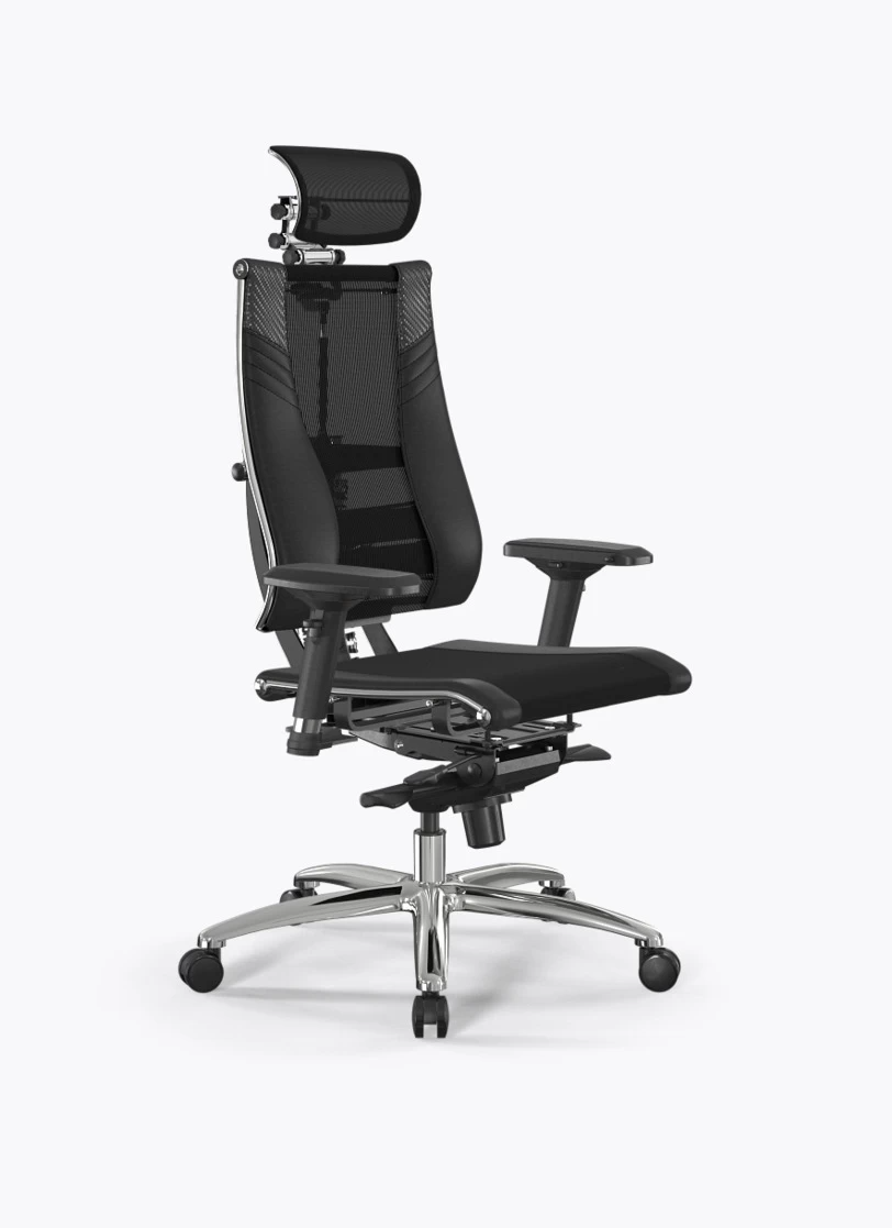 Кресло Метта Y 4D Free B2-15D/4017602 (сетка TS YM93 черная/экокожа Infinity Easy Clean черная)